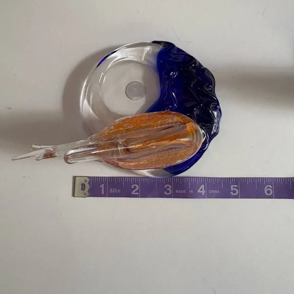 3 PartyLite Riviera Art Glass Angel Fish Tealight Candle Holder Orange Blue - Picture 12 of 13